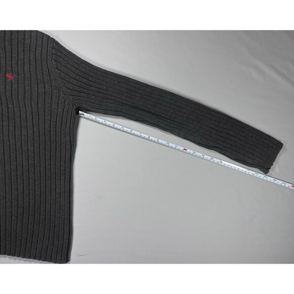 VTG Abercrombie & Fitch Muscle XL Ribbed Turtleneck Sweater Gray A&F Y2K Cotton - Picture 11 of 12
